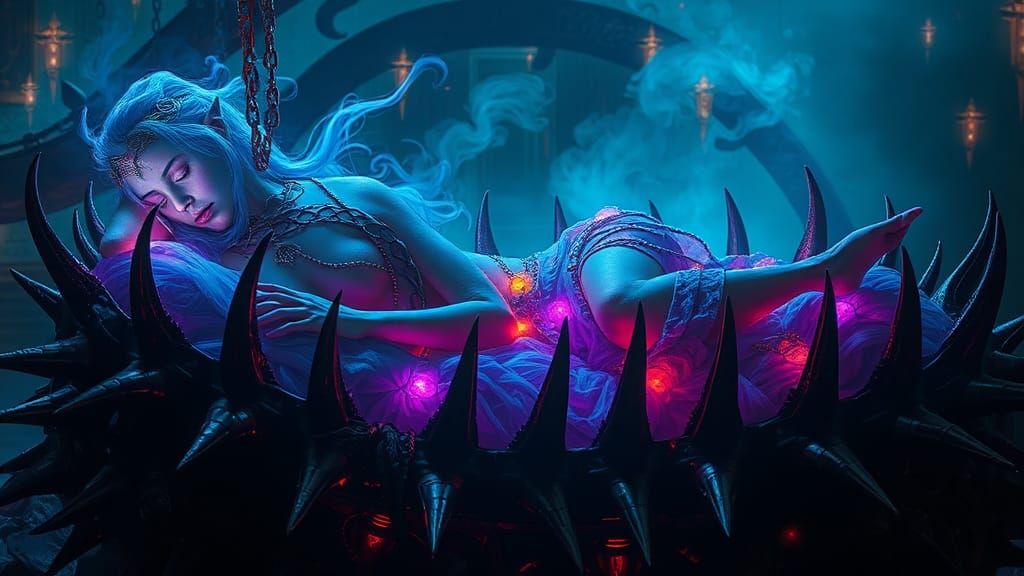 Sorceress Slumbering on a Bed of Spikes