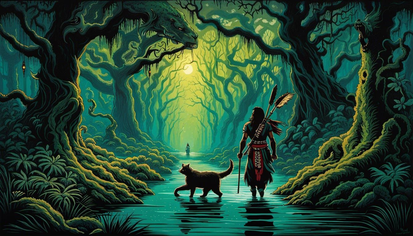 Louisiana Bayou Shaman in Dark Fantasy Style