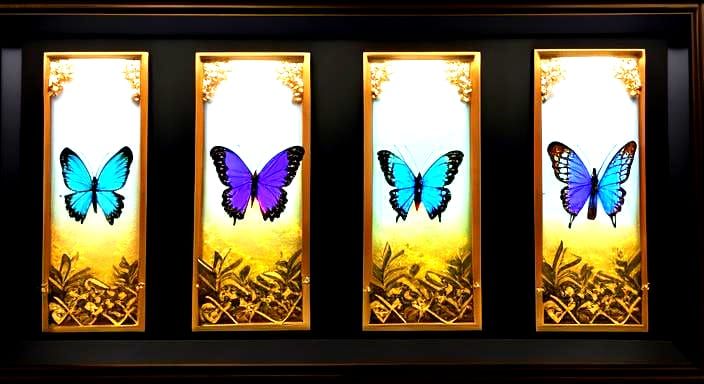 Ulysses Butterflies Triptych in Shadowboxes