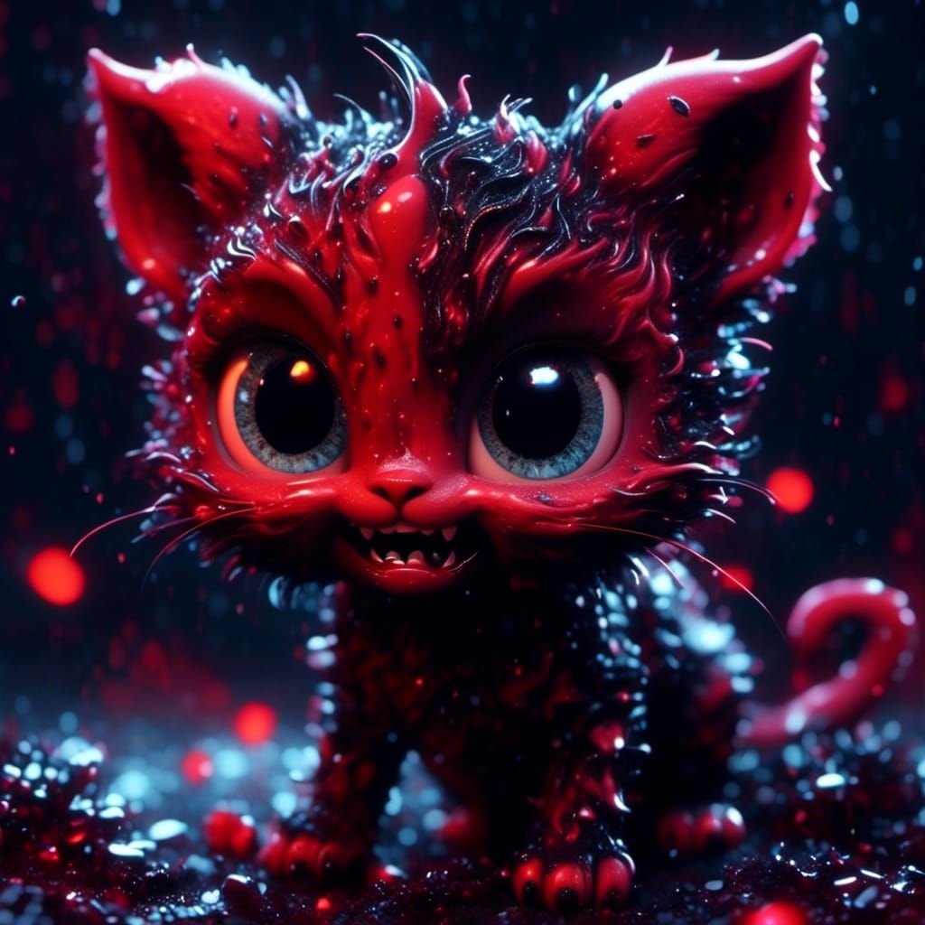 Adorable Pixar Vampire Kitten Portrait in 3D