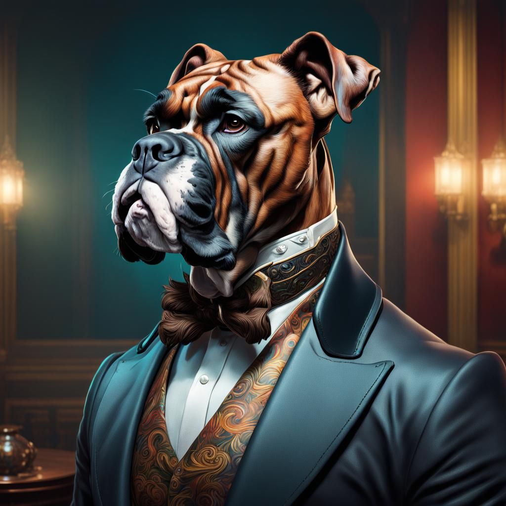 Victorian Gentleman Boxer Hybrid in a Men's Club