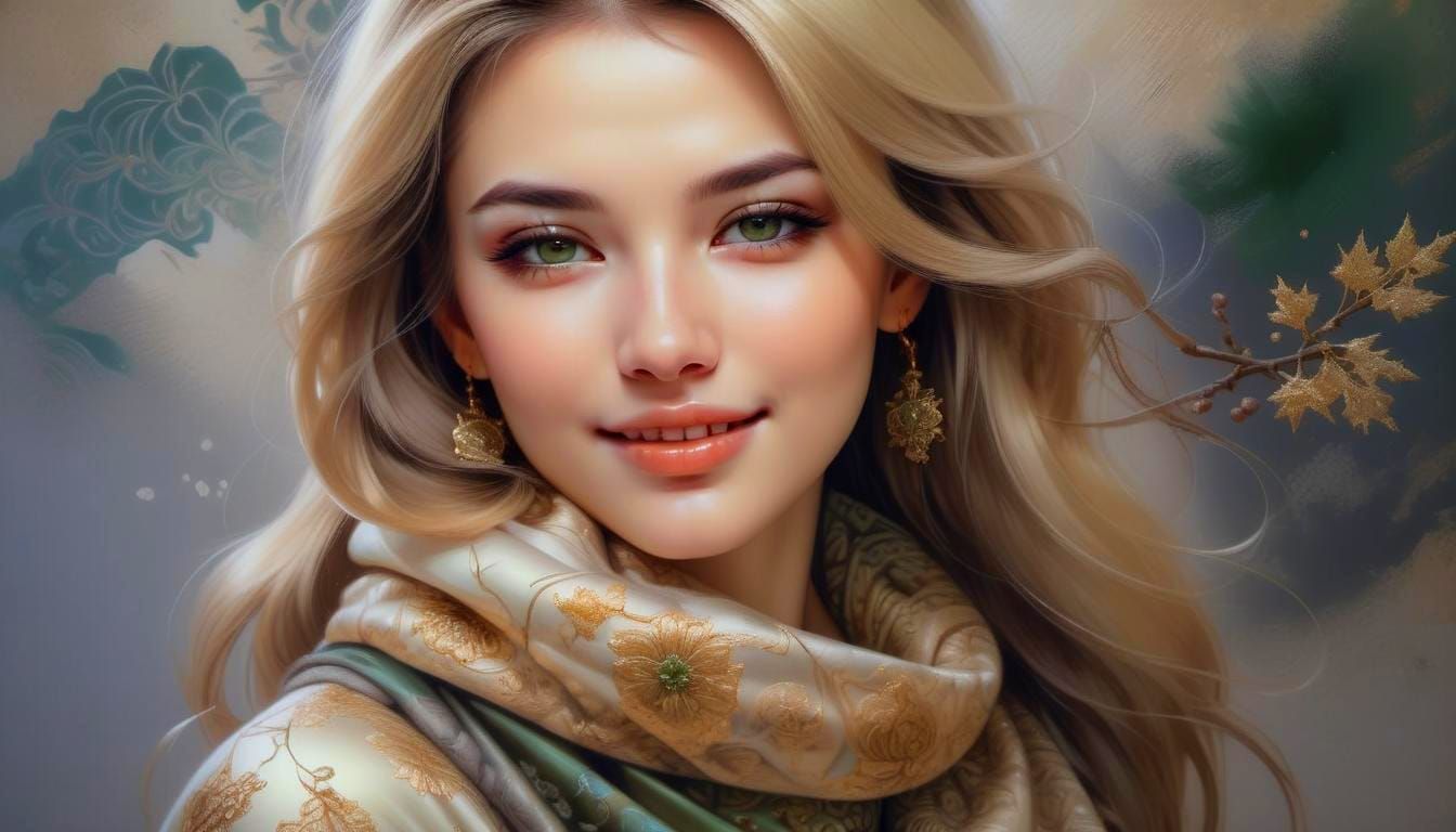 Gentle Winter Portrait in Fine-Art Oil Style