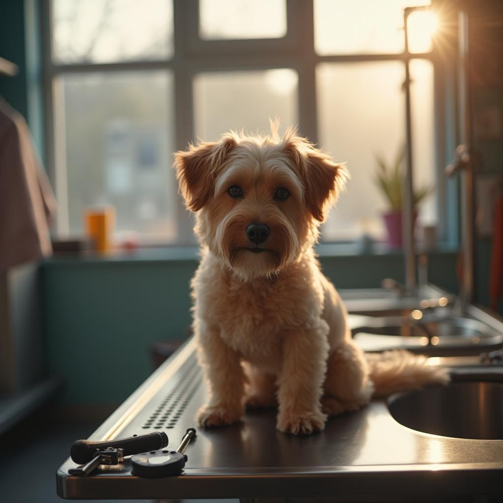 Dog Grooming Station in Natural Light