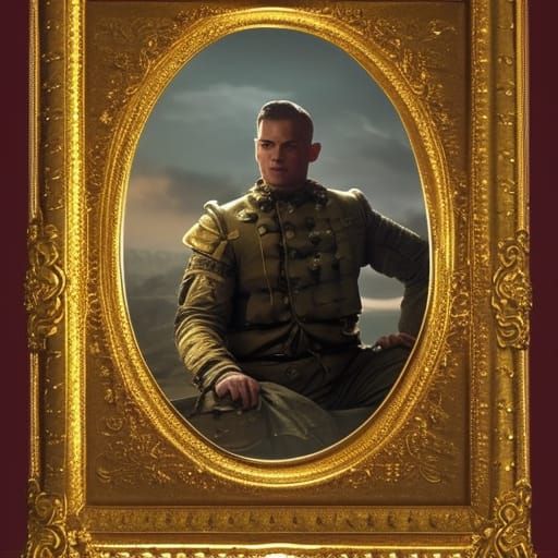 Soldier Atop Gold Pile with Medals