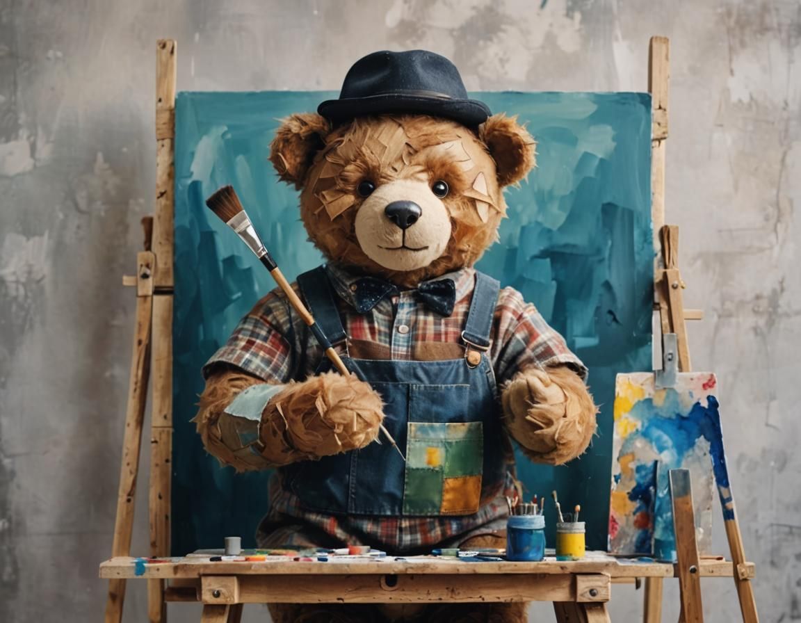 Teddy Bear Artist's Self-Portrait in Studio