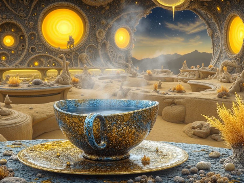 Cosmic Surrealist Scene in Futuristic, Organic Style