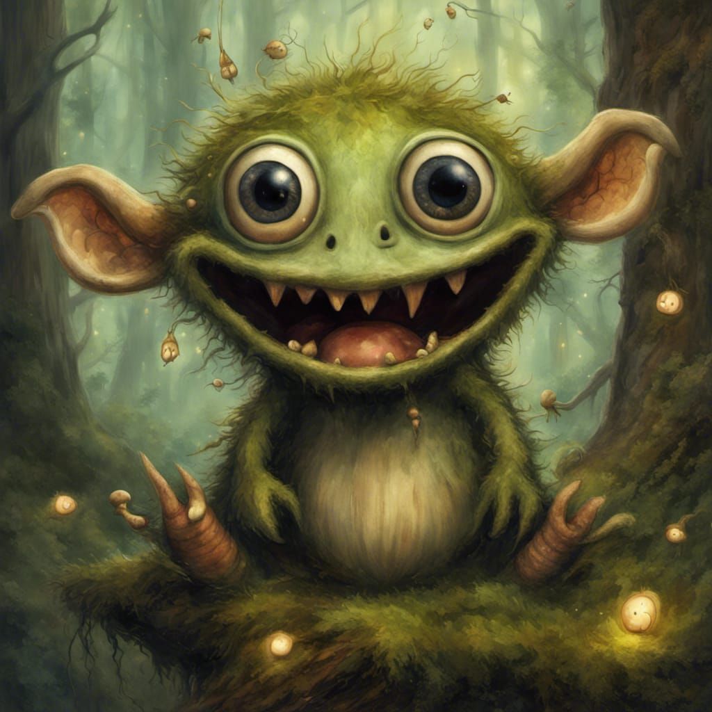 Cute Woodsy Nature Monster in Detailed Digital Art