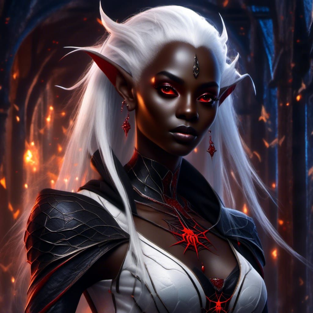 Dark Elf Wizard with Spider Details