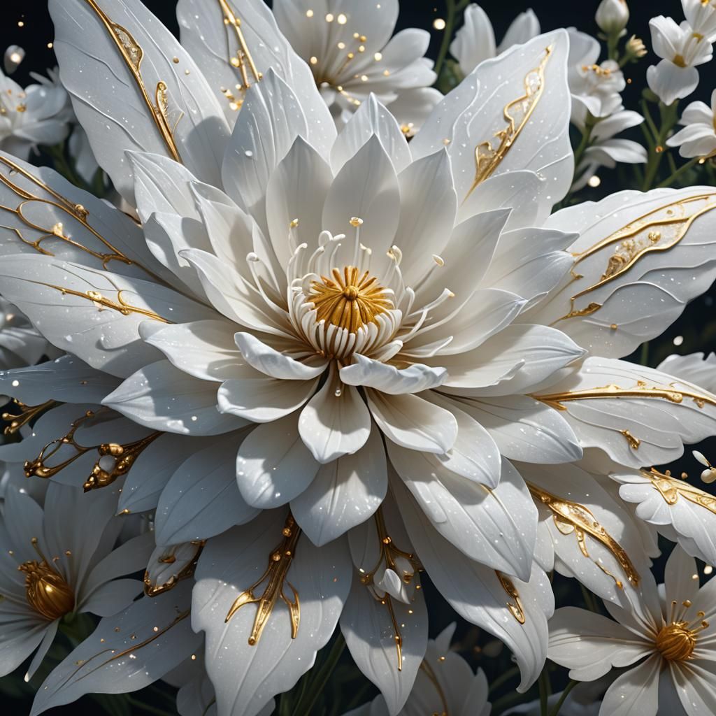 Glowing White Flower with Moth: Fantasy Concept Art