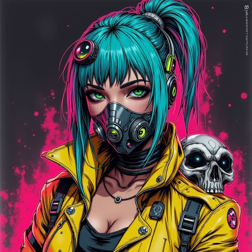 Cyber Valkyrie in Futuristic Cyberpunk Style