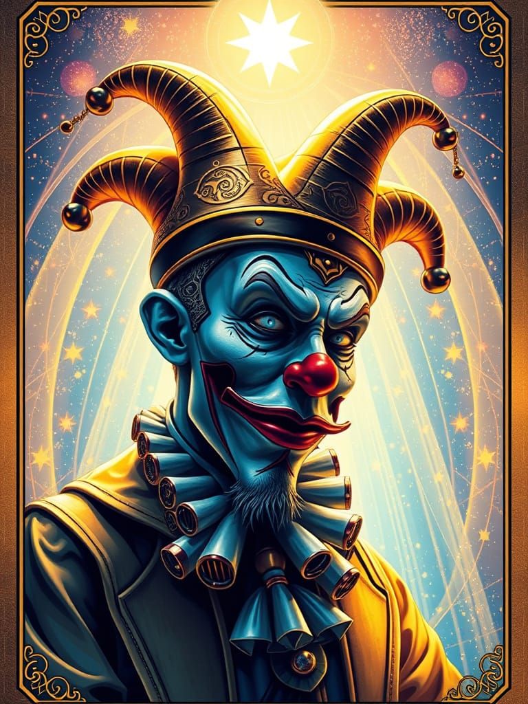 Cyberpunk Trickster in Starry Cosmic Space