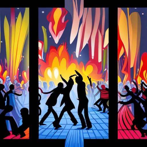 Swing Dance Nightclub Scene in Comic Book Style