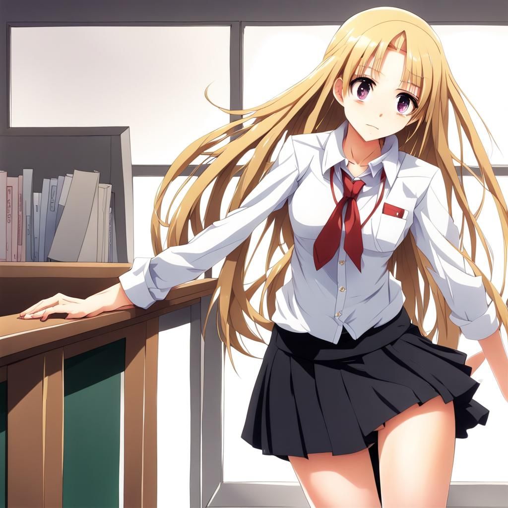 Anime Style Schoolgirl with Blonde Hair
