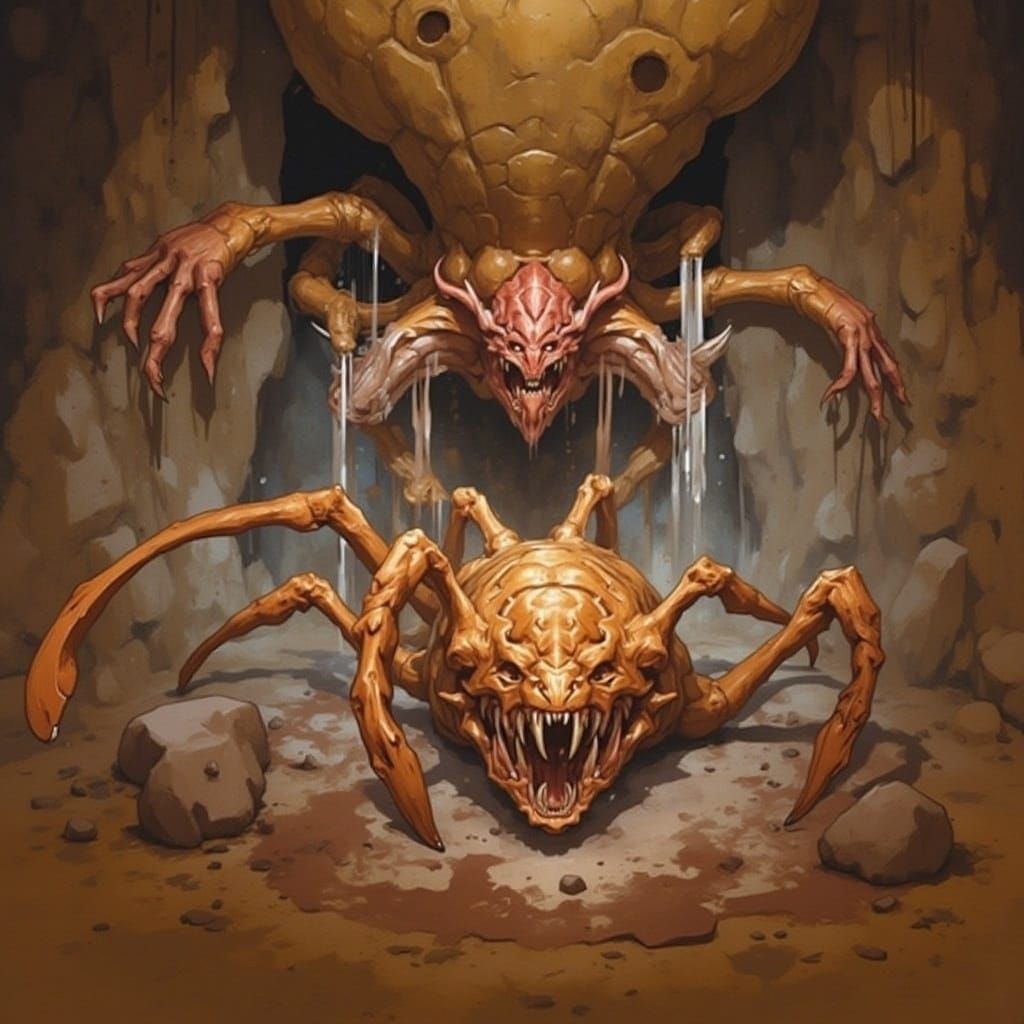 Menacing Alien Creature Emerges from Dark Cave