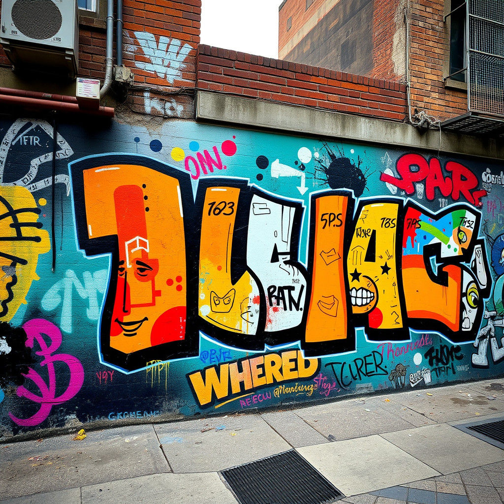 Dynamic Street Art Mural in Graffiti Style