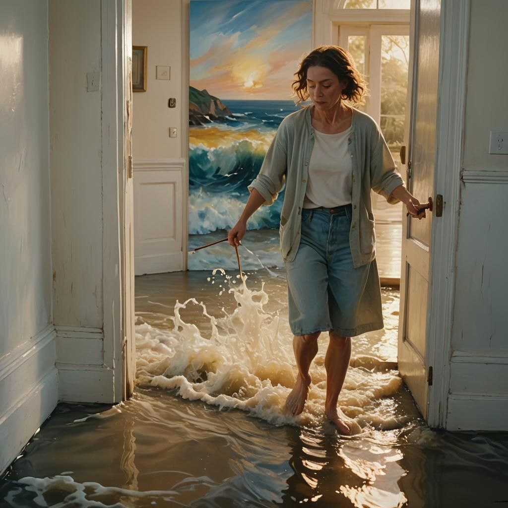 Impressionist Painter Defiant as Floodwaters Rise