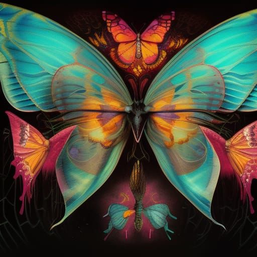 Skull Butterfly Power Metal Album Cover Art