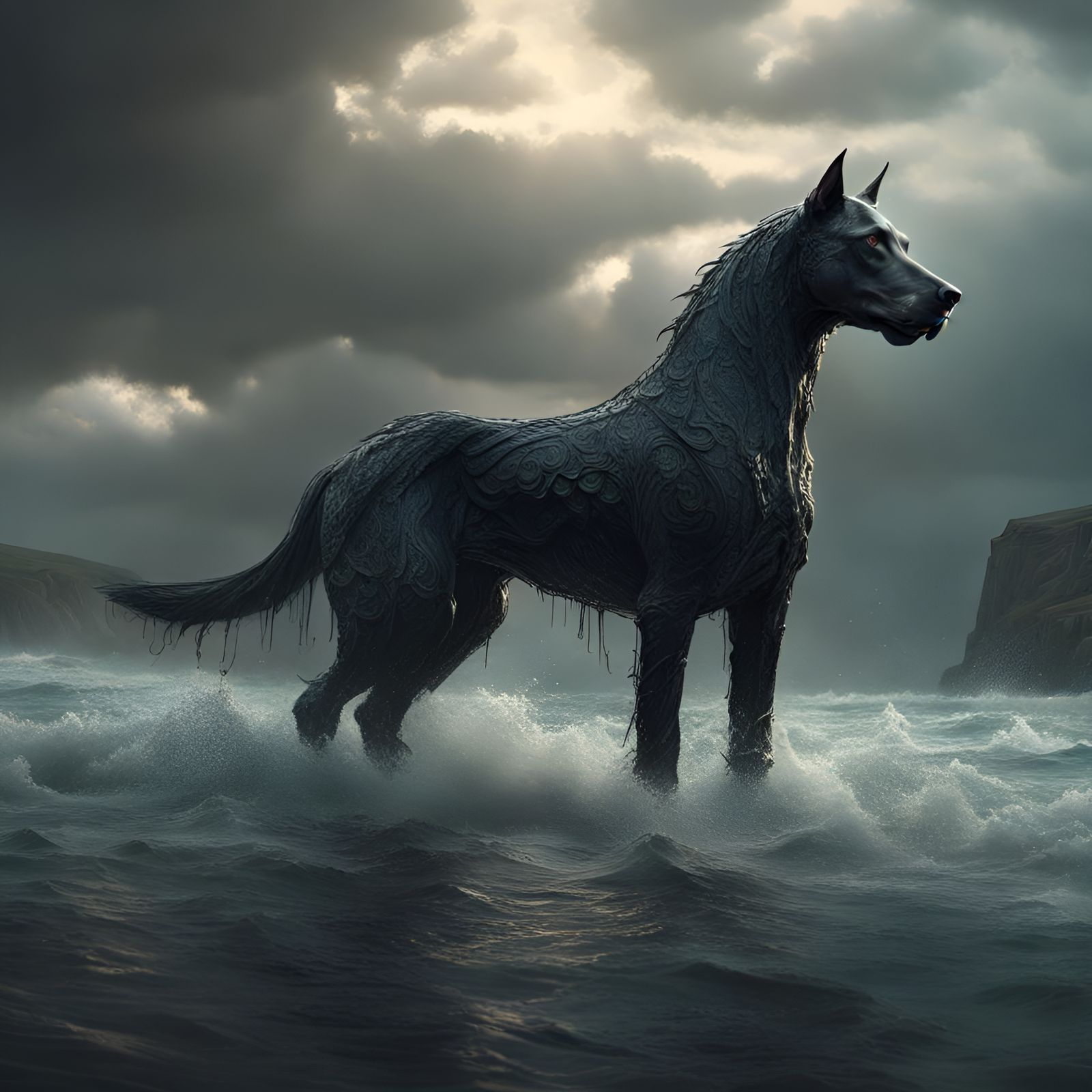 Dramatic Digital Painting of a Kelpie
