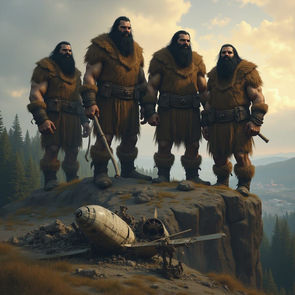 Giants Survey Feral Landscape in Evening Light