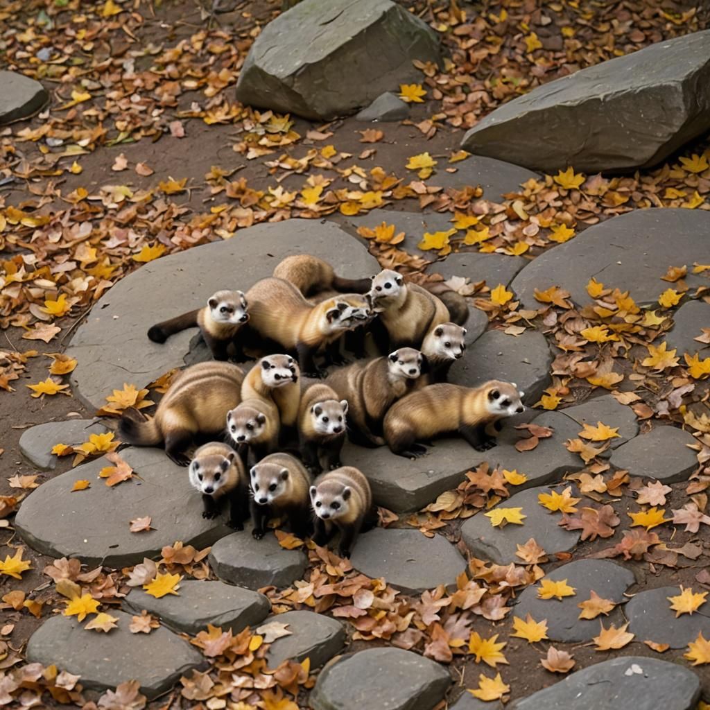 Black Footed Ferrets Meeting at Forest Pool