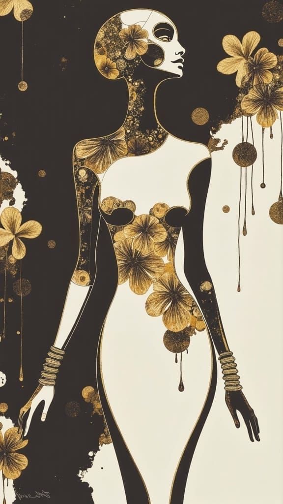 Golden Goddess of Jazz in Vintage Glamour Art Deco Style