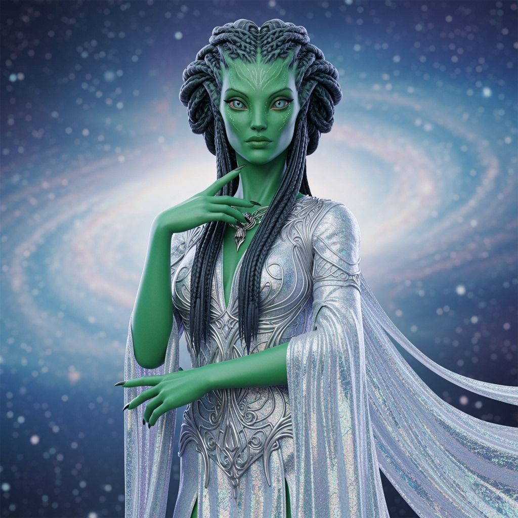 Green-Skinned Female Alien Humanoid