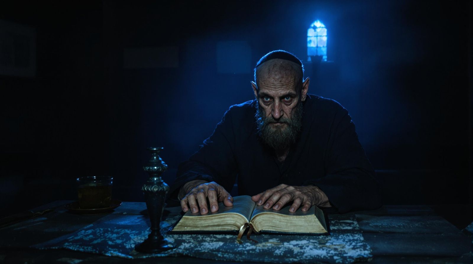 Weary Prophet Isaiah in Eerie Blue Light