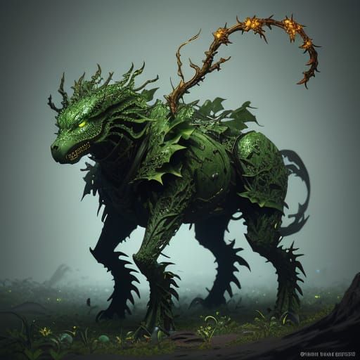 Ethereal Vineborn Creature in 3D Epic Videogame Style