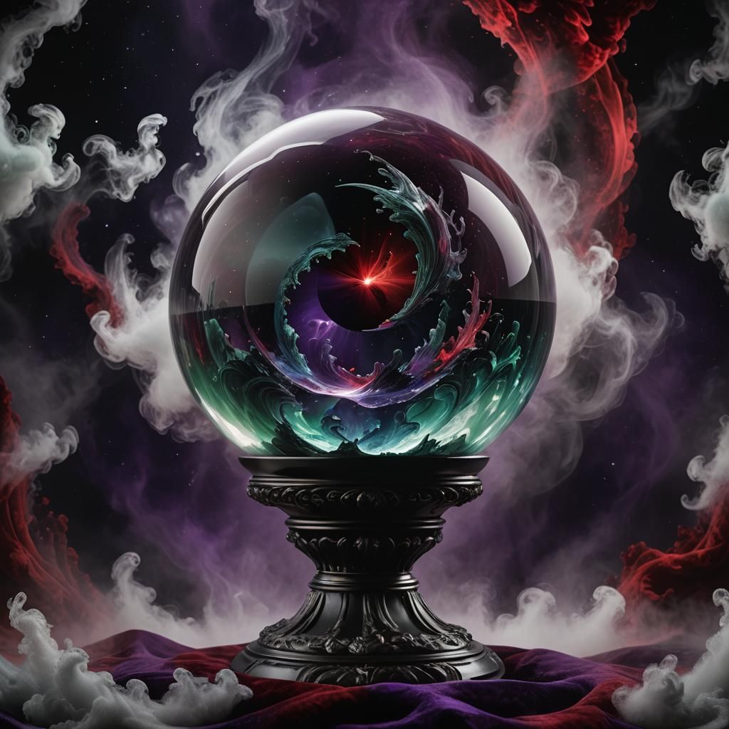Magical Black Crystal Globe in Hyperrealistic Style