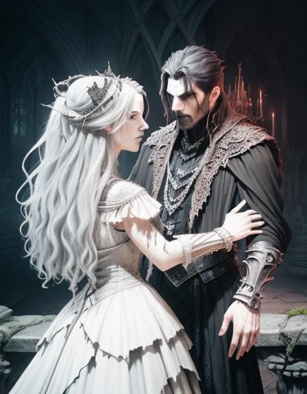 Gothic Hall with Corrupted Super Mario in Dark Fantasy Style