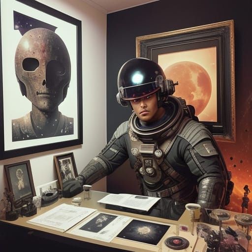 Surreal Astronaut in a Futuristic Atelier