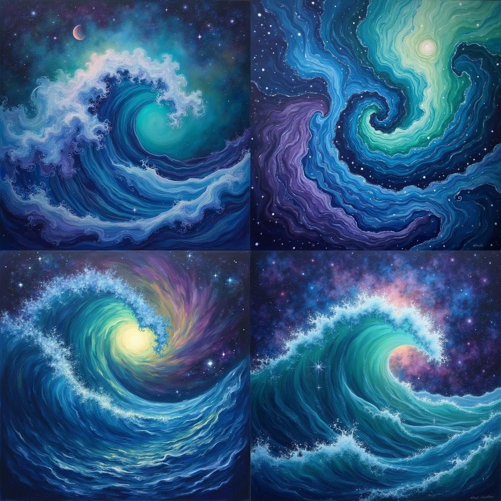 Vibrant Cosmic Vortex in Swirling Blues and Purples