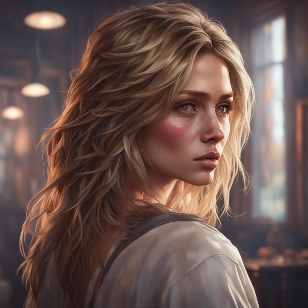 Heartbroken Girl Portrait in Hyperdetailed Digital Art Style