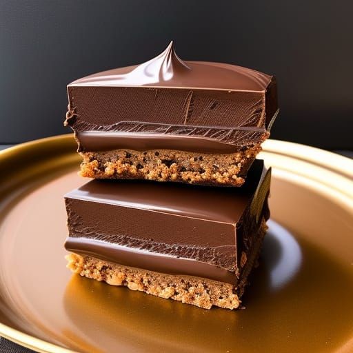 Glossy Chocolate Dessert in Oil Painting Style