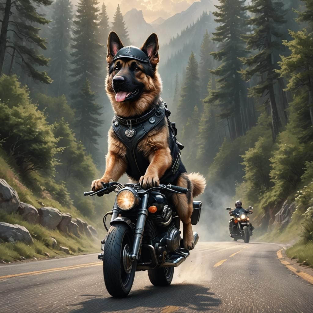 Dog On A Motorbike
