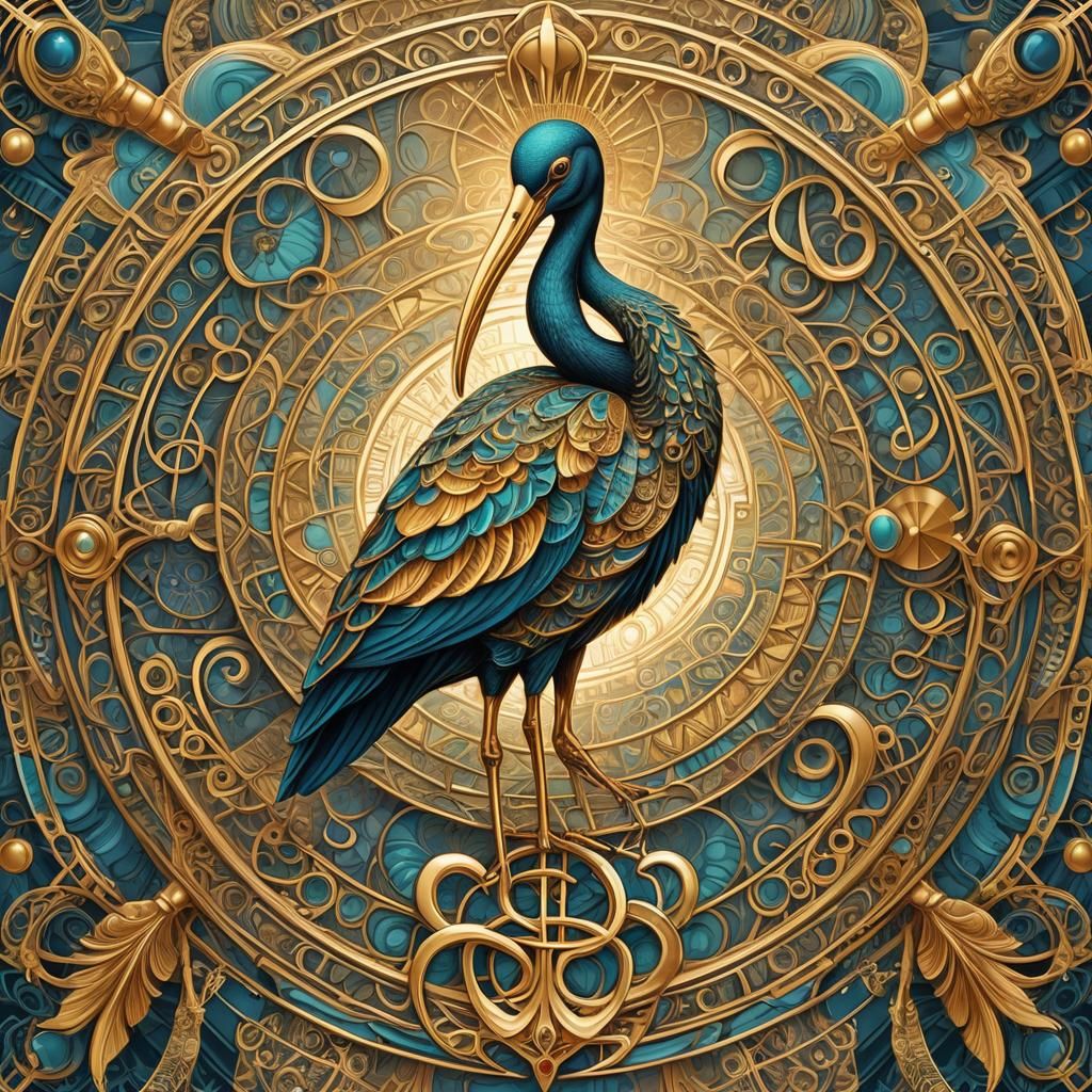Abstract Fractal Thoth as Ornate Ibis