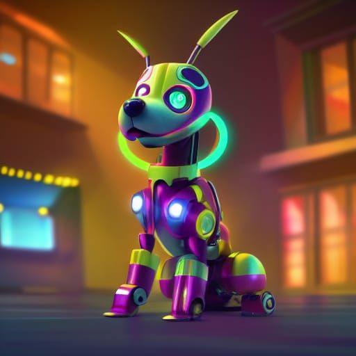 Sparky the Robot Dog: Pixar-Style 3D Digital Art