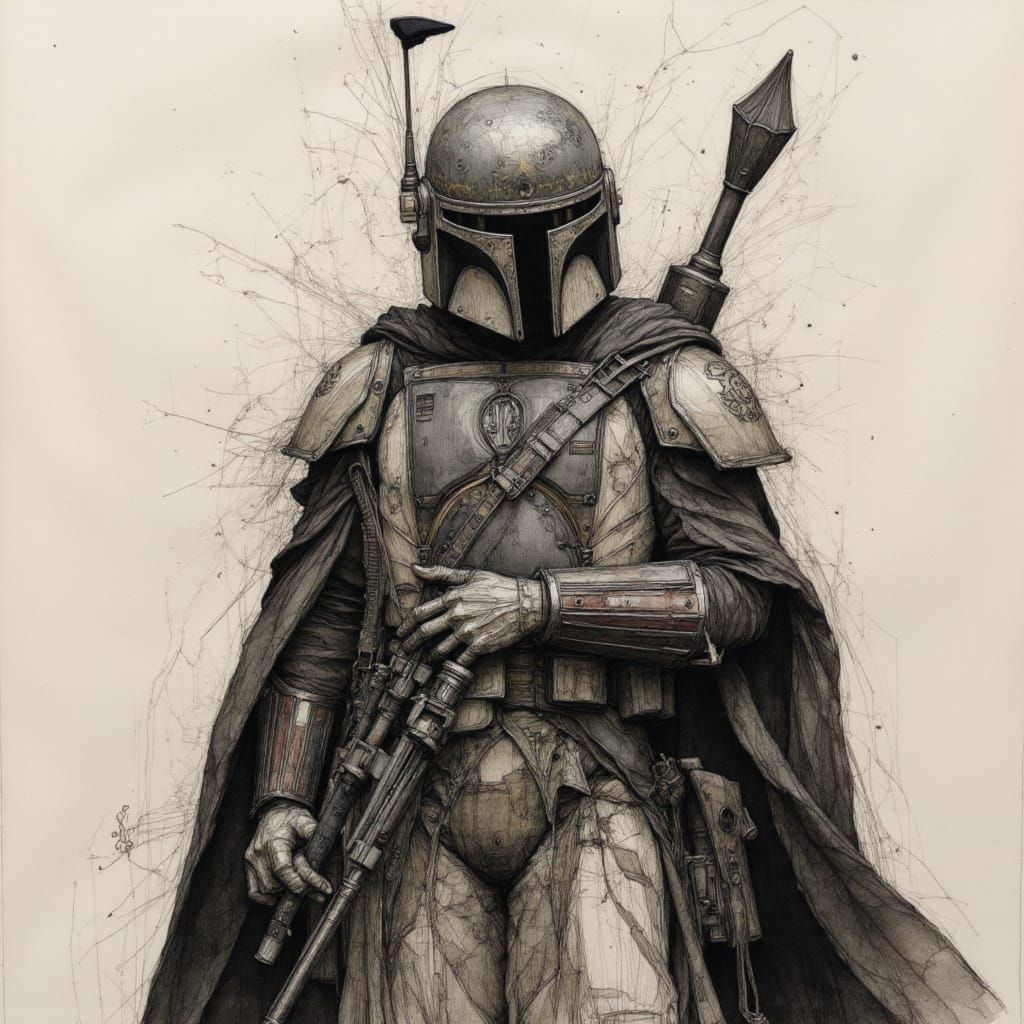 Boba Fett in Victorian Rococo Style