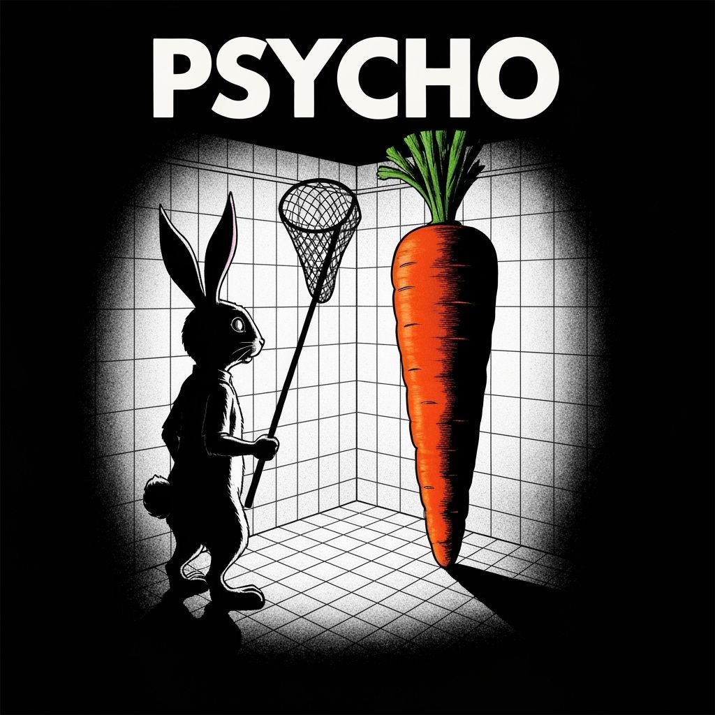 Anthropomorphic Rabbit Horror Poster in Comic Style