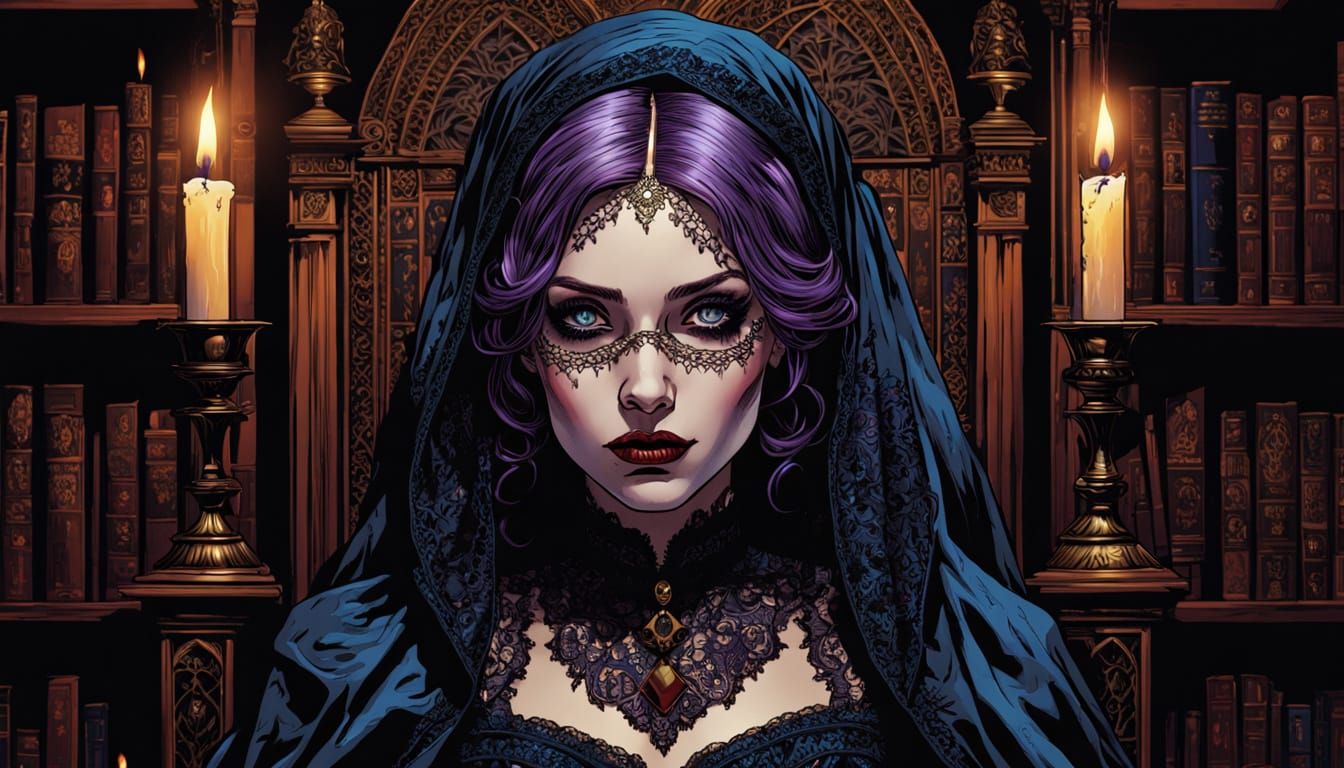 Victorian Vampire in Gothic Comic Book Style