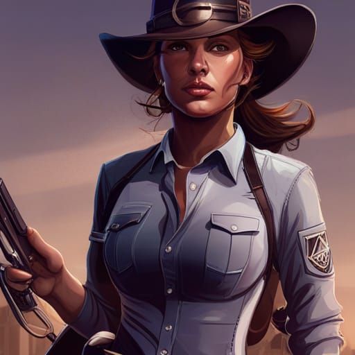 Outback Police Women Chase Thieves: Hyperdetailed Art