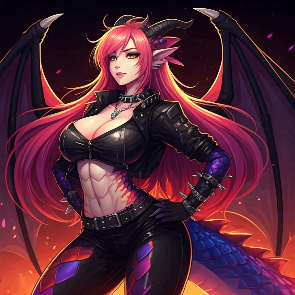 Dancing Anthro Dragon in Manga Style