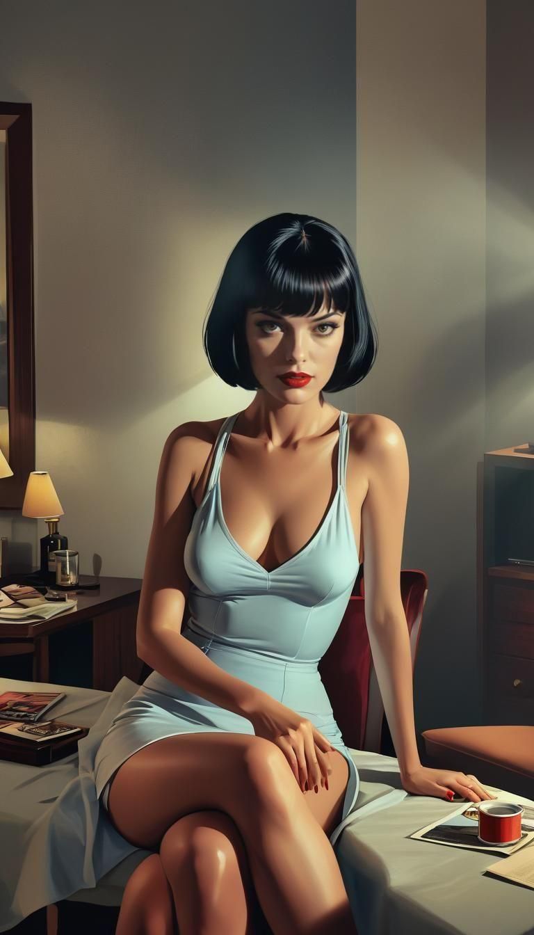 Mia Wallace Portrait in 90s Grunge Style