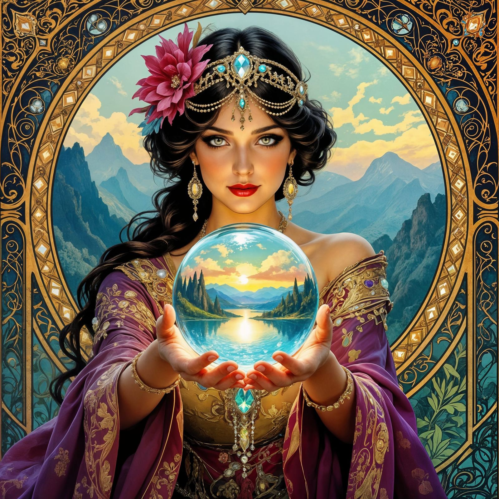 Mysterious Fortune Teller With Crystal Ball