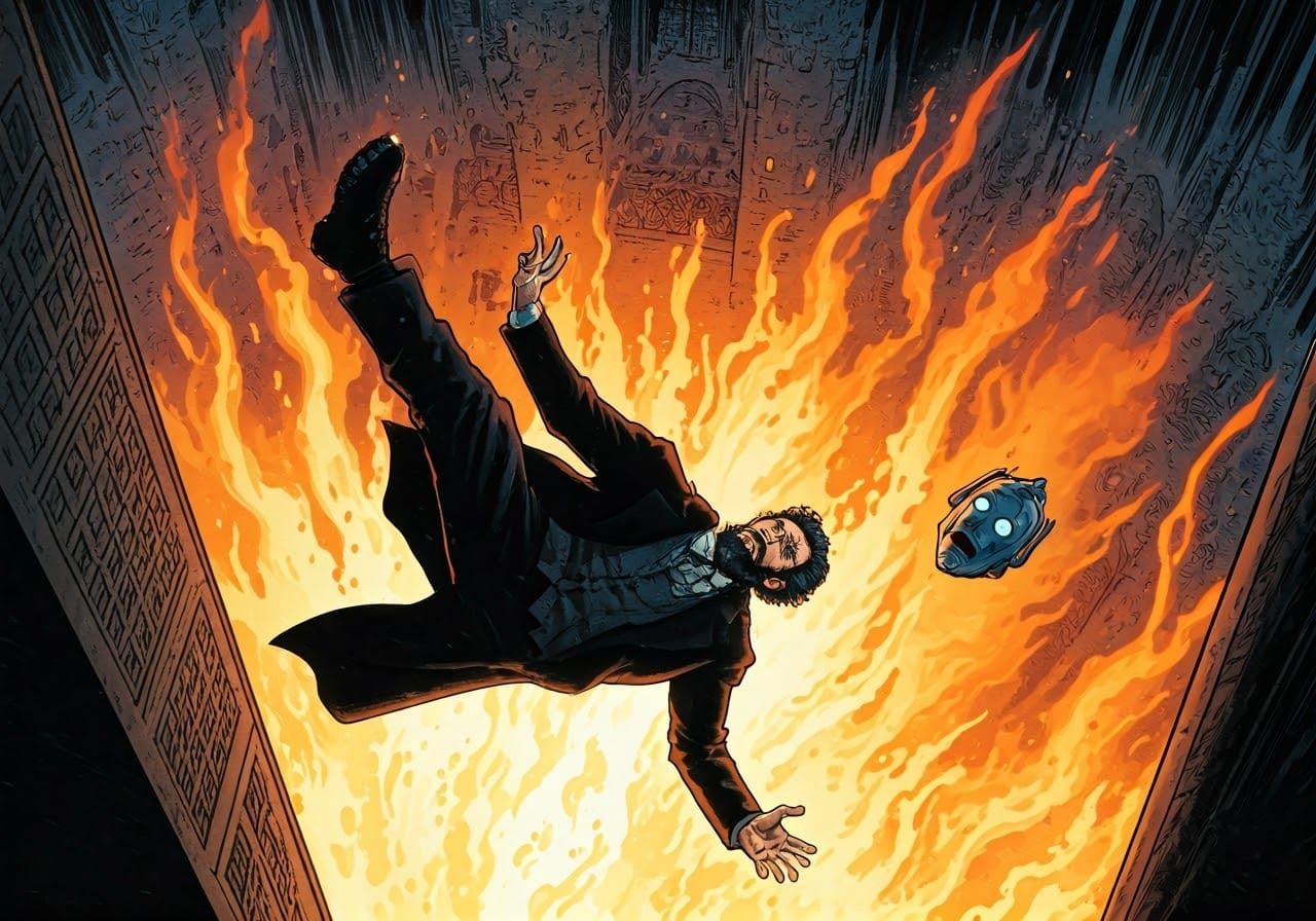 The Master's Descent into Inferno in Cyberpunk Style