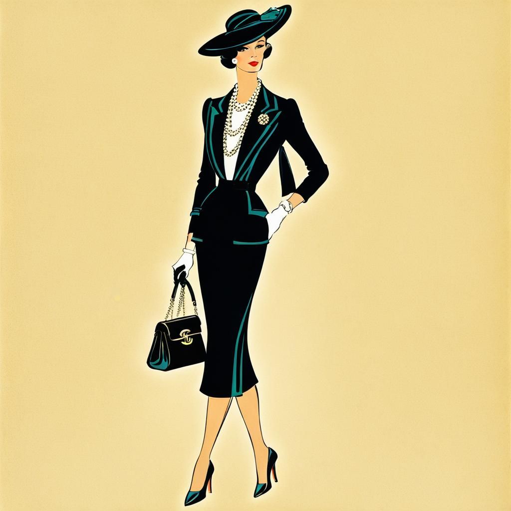 A drawing of A fashionable woman by Coco Chanel
