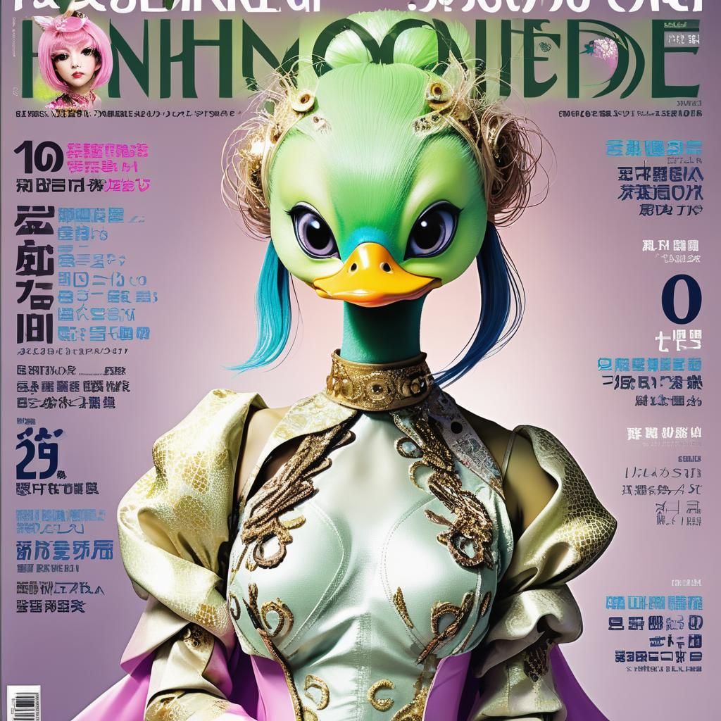Duck Alien Graces Fashion Magazine Cover in Gyaru Style