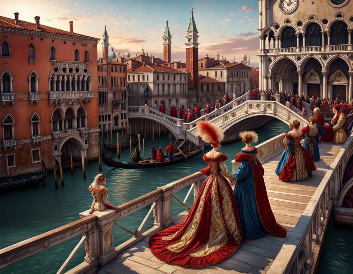 Venice Carnival: Il Ballo del Doge in Gouache Style
