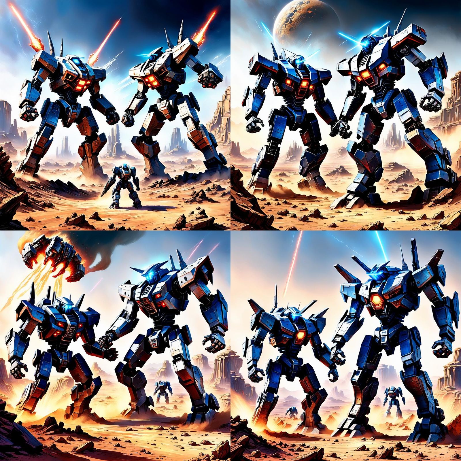 Mecha Duel on Alien Planet: 3D Digital Art