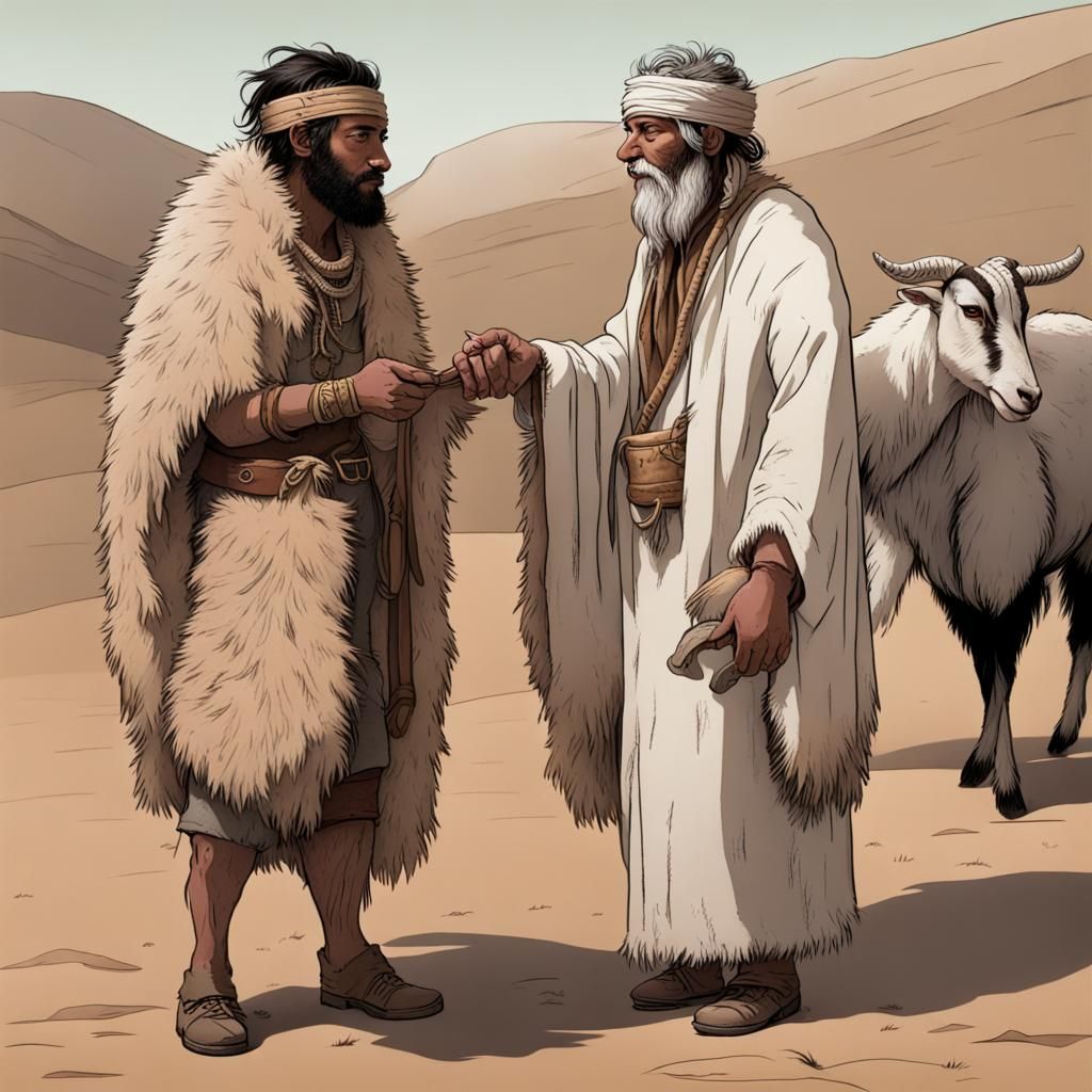 Young Man's Deceptive Blessing with Goat Skins